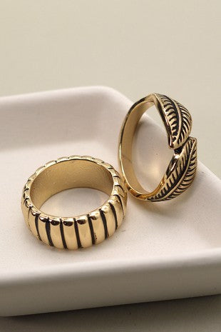 Antique Leaf Duo Ring