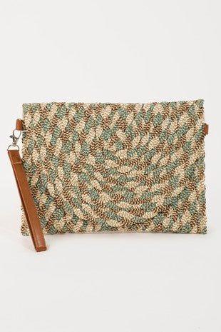 Lurex Mixed Multi Colored Straw Clutch Crossbody Bag