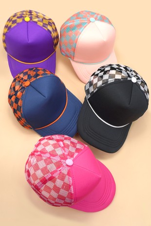 TRUCKER HAT CHECKER FOAM FRONT MESH BACK CAP