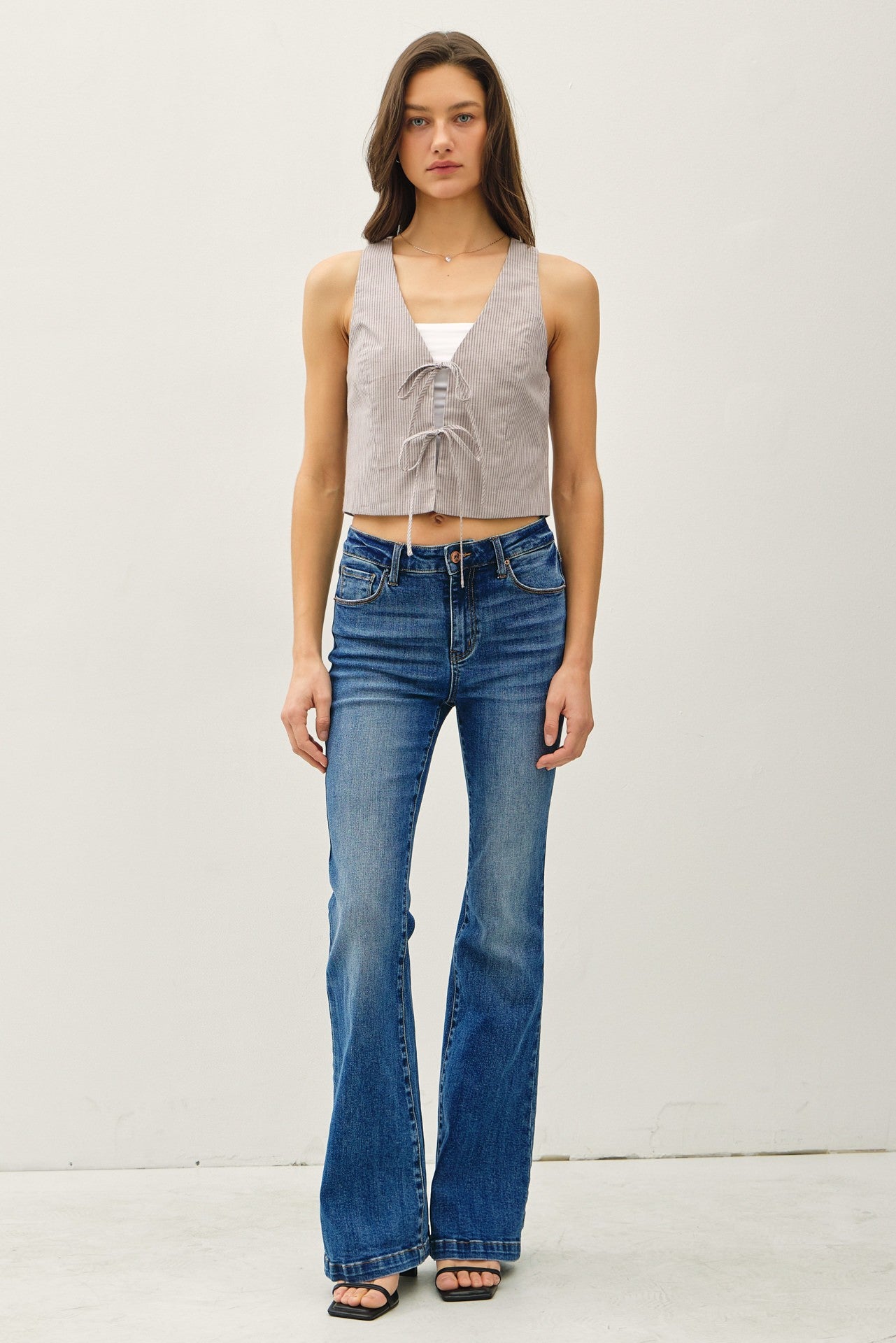PINSTRIPED COTTON VEST TOP