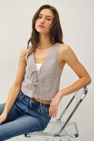 PINSTRIPED COTTON VEST TOP