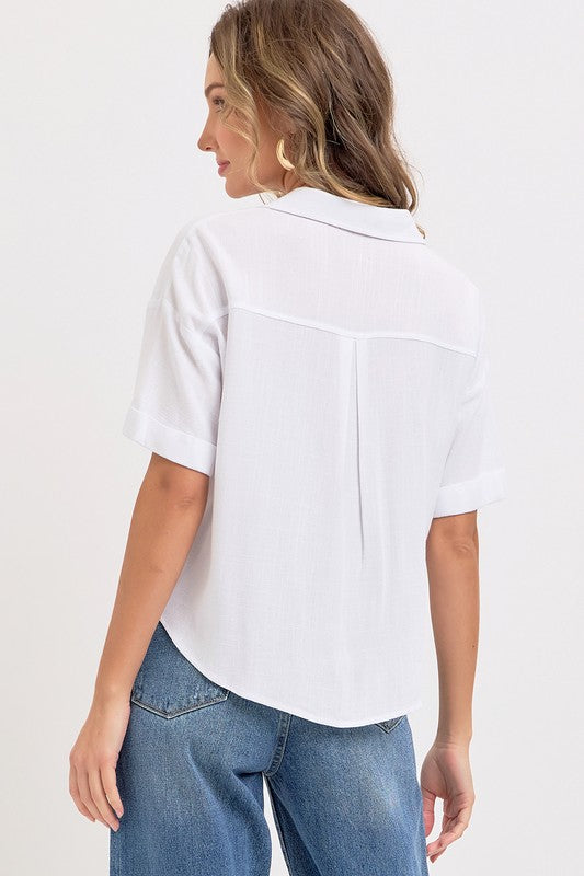 LINEN BLEND BUTTON DWON CASUAL SHIRT