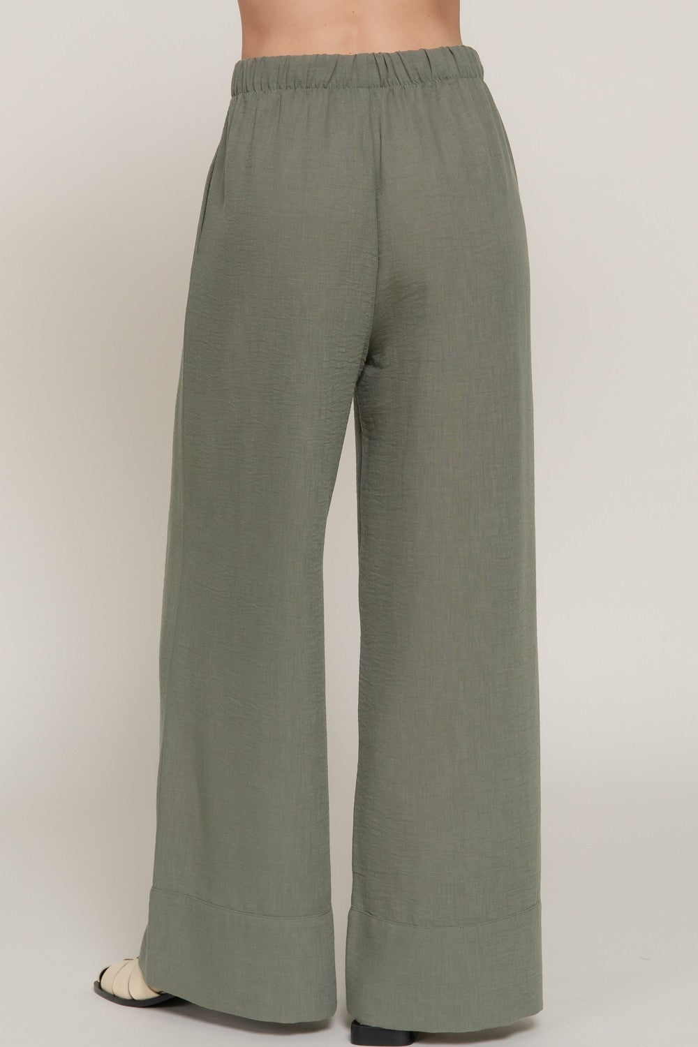WASITBAND LINEN EFFECT PALAZOO PANTS