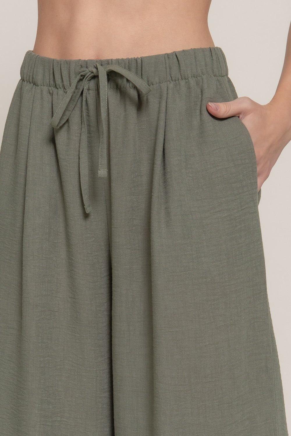 WASITBAND LINEN EFFECT PALAZOO PANTS