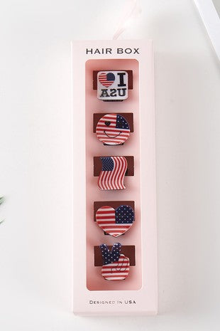 Us Flag Emoji Assorted Mini Claw Hair Clip Set