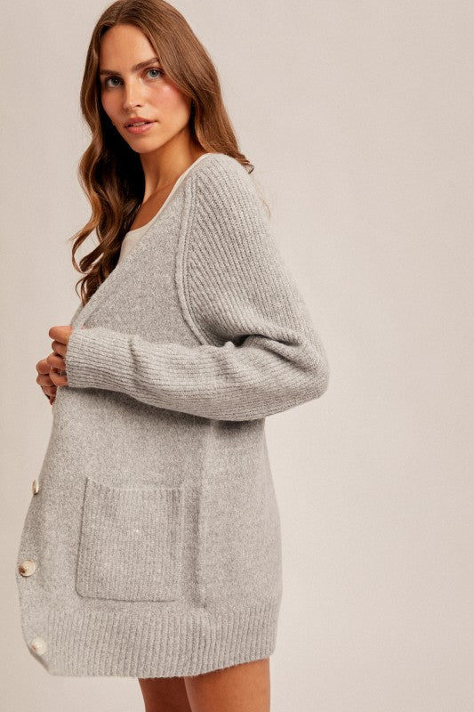 Raglan Sleeve Button Down Sweater Cardigan
