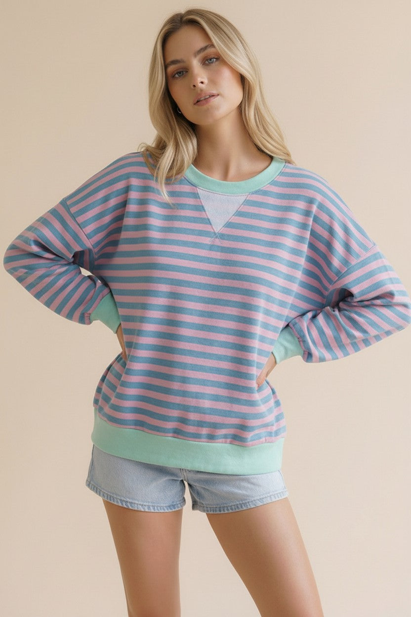 Crew Loose Fit French Terry Pullover Top