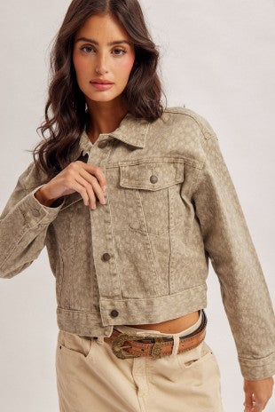 Loose Fit Leopard Denim Jacket