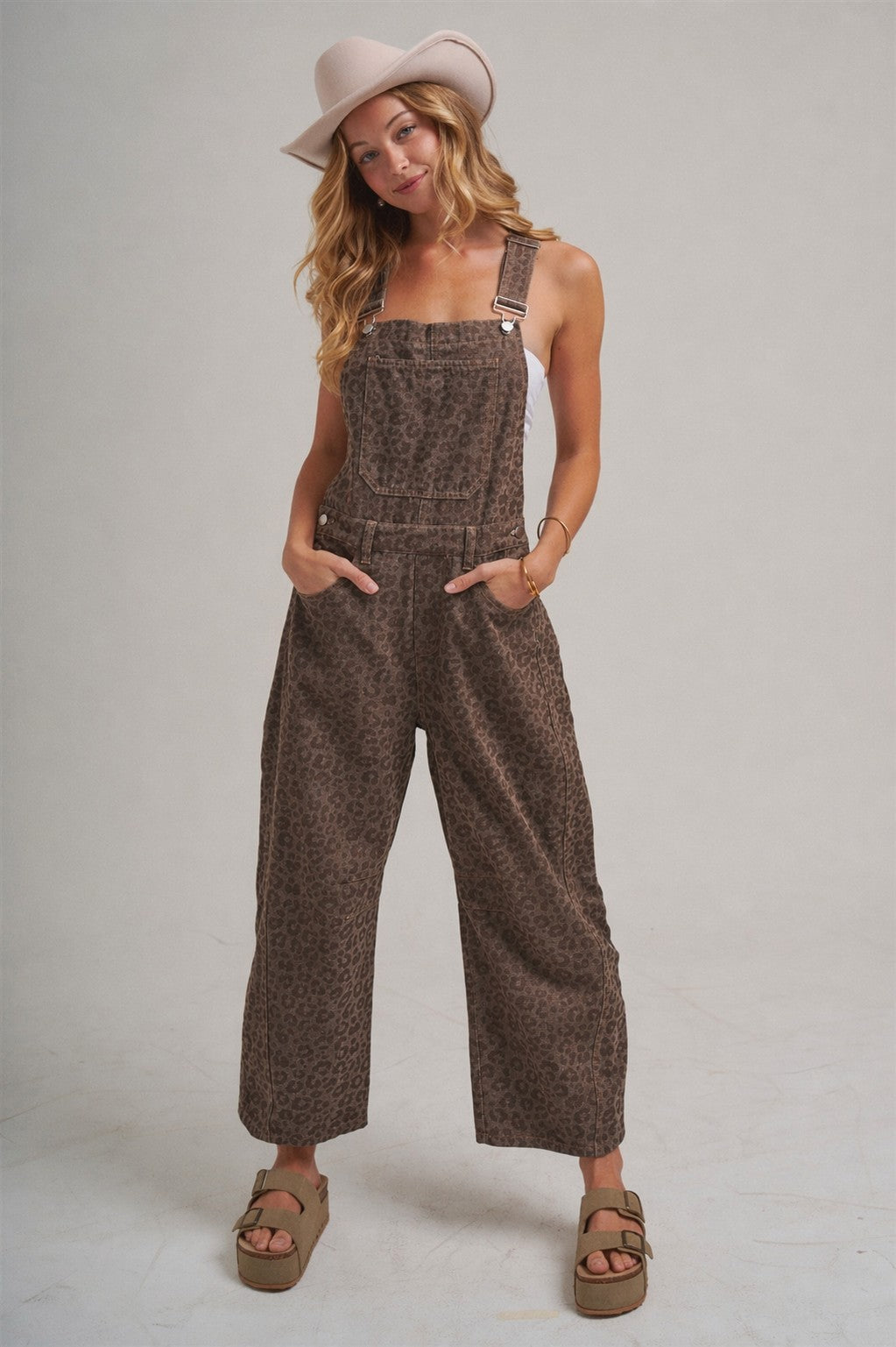 Vintage Leopard Overall Jumpsuit With Barrel Leg S