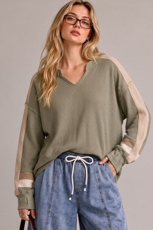 Women's Waffle Knit Pullover Sweater