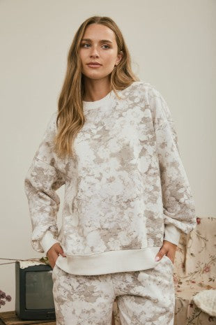Floral Wash Boxy Crew Knit Set
