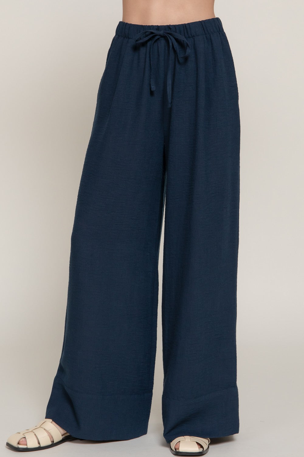 WASITBAND LINEN EFFECT PALAZOO PANTS