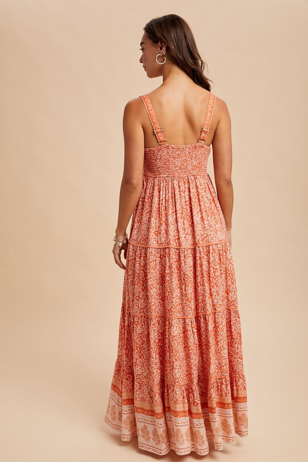 Border Print Sleeveless Maxi Dress