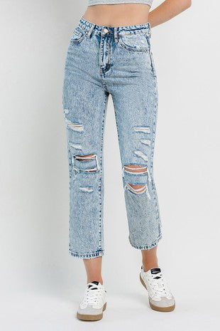 90'S VINTAGE SUPER HIGH RISE STRAIGHT JEANS