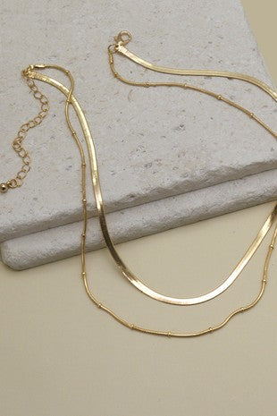 DOUBLE SNAKE CHAIN LAYER NECKLACE