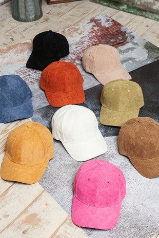 PLAIN CORDUROY BASEBALL CAP