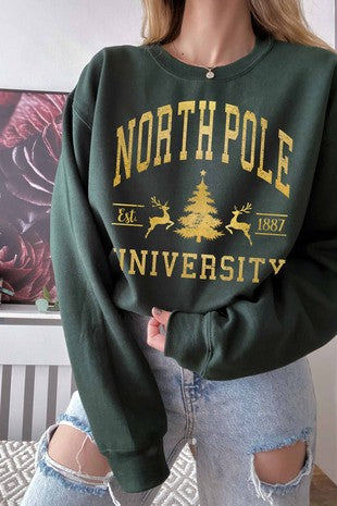 NORTH POLE UNIVERSITY GRAPHIC SWEATSHIRT