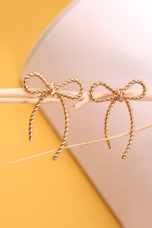 ROPE BOW DESIGN STUD EARRINGS