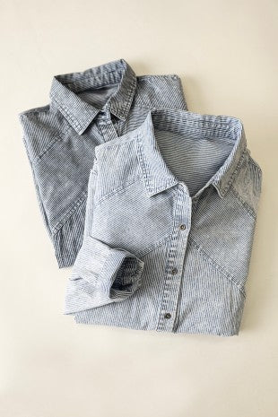 Mineral Washed Chambray Button Down Shirt