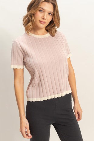 Ribbed Crew Neck Sweater