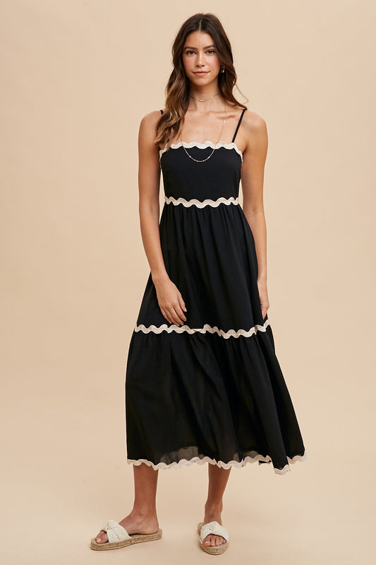 RIC RAC TRIM DETAIL MAXI STRAP DRESS