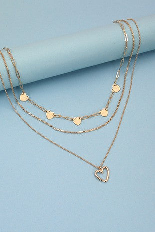 MULTI LAYER MINI HEARTS CHARM NECKLACE