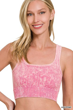 2 WAY NECKLINE WASHED RIBBED CROPPED TANK TOP