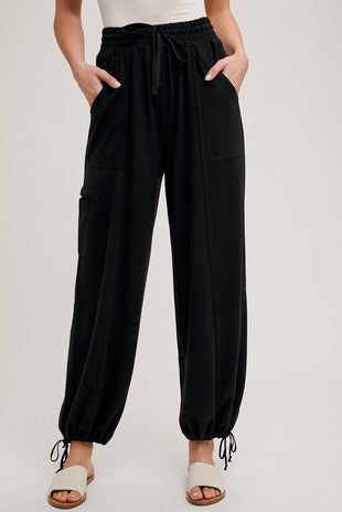 DRAWSTRING HIGH WAIST JOGGER SWEATPANTS