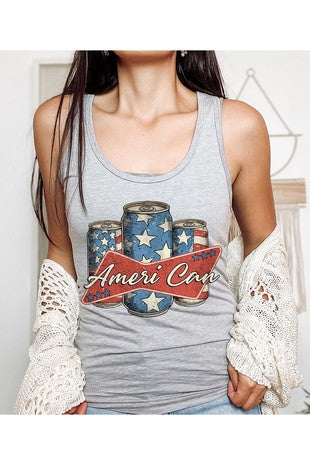 Ameri Can 4th Of July Graphic Racerback Tank Top