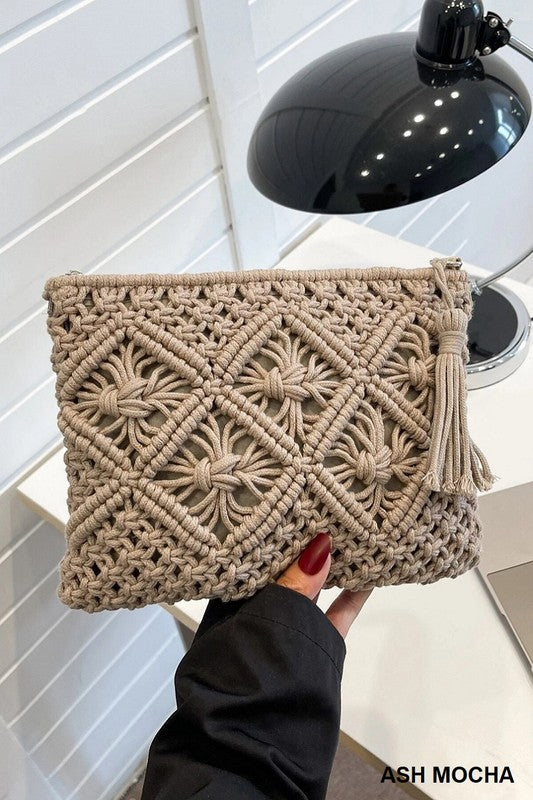 Woven Bohemian Tassel Crochet Shoulder Bag
