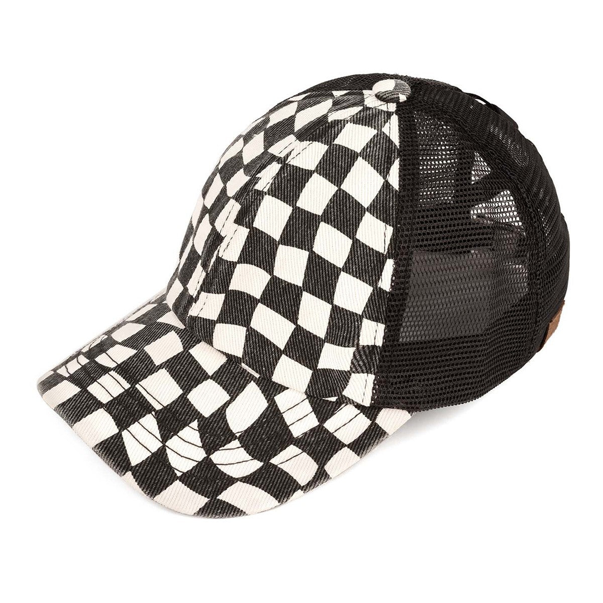 CC Checkered Pattern Baseball Cap Criss-Cross