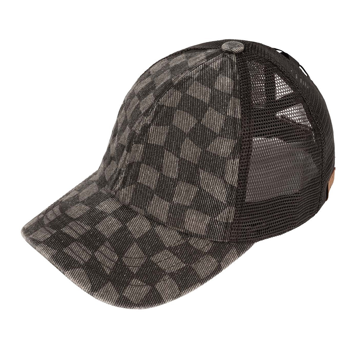 CC Checkered Pattern Baseball Cap Criss-Cross