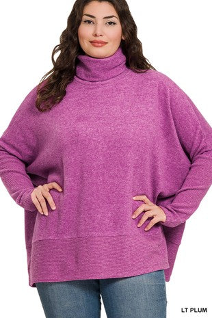 PLUS BRUSHED MELANGE HACCI TURTLENECK SWEATER