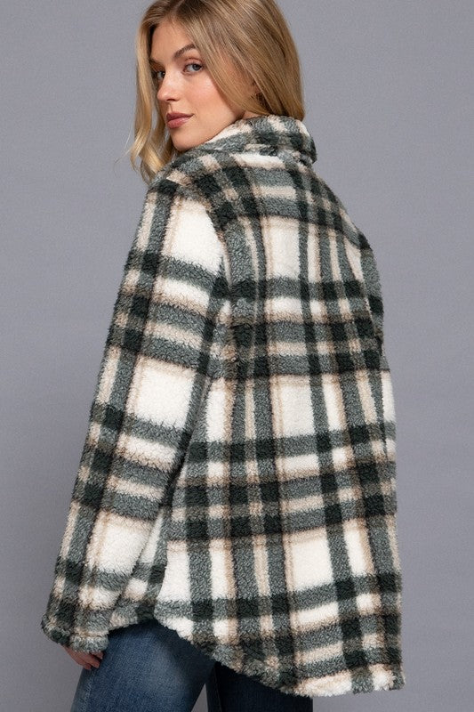 LONG SLV OVERSIZE PRINT FAUX FUR JACKET