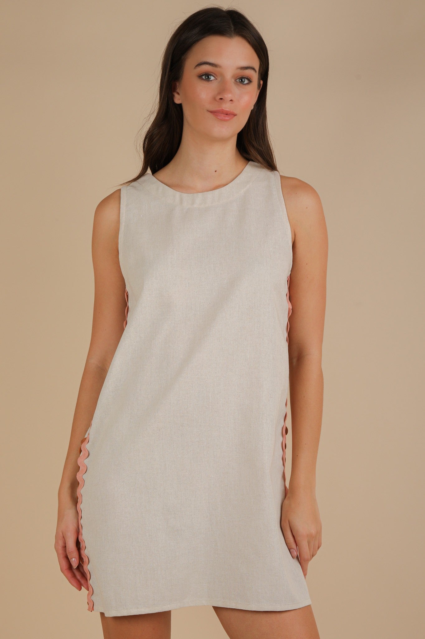 Side Wave Trim Detail Mini Shift Dress