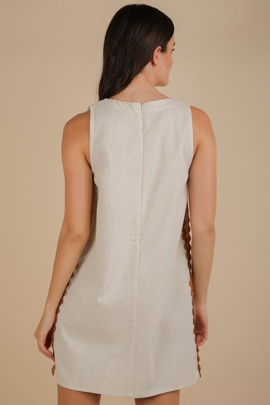 Side Wave Trim Detail Mini Shift Dress