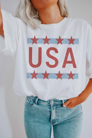 Retro Usa Stars Graphic Tee