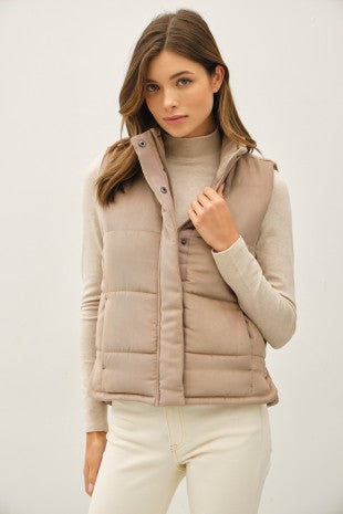 New Color-suede Like Puffer Vest