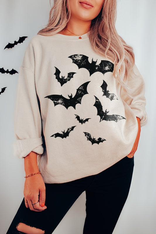 Halloween Bats Graphic Sweater Fall Cozy Crewneck