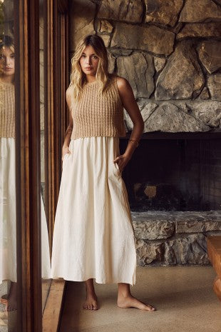 Favorite Chunky Sweater Twofer Midi Dress