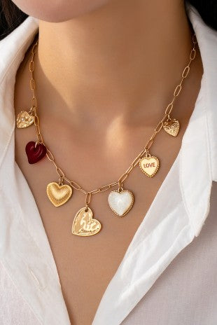 Charm Necklace-hearts Love Charms