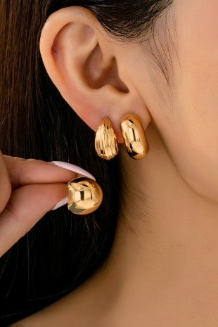 Bubbly Puffy Huggie Hoop Trio