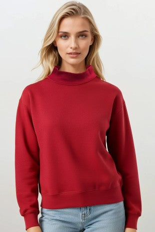 Fleece Relaxed Fit Oversized Mockneck Sweatshirt