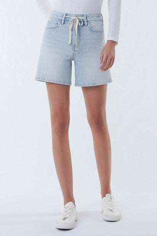 S-m-l-xl High Rise Drawstring Midi Denim Shorts