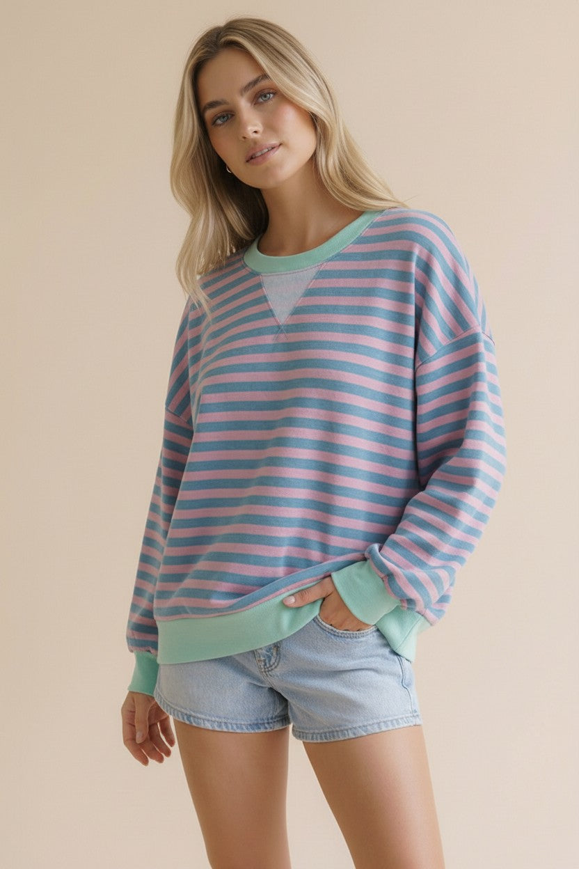 Crew Loose Fit French Terry Pullover Top
