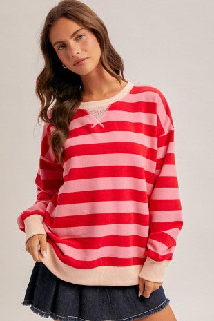 Oversized French Terry Striped Sweatshirt