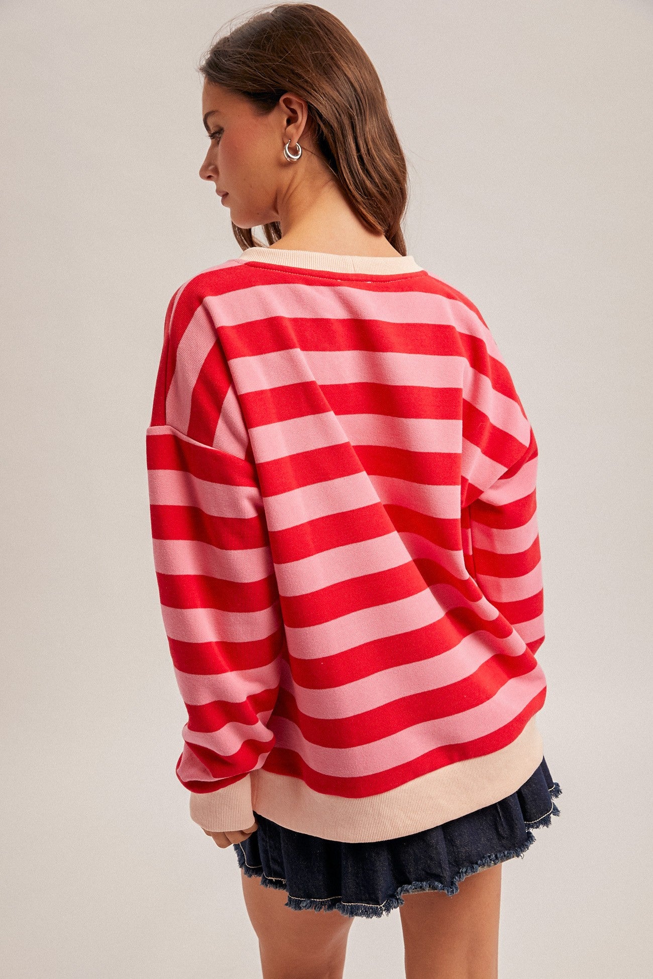 Oversized French Terry Striped Sweatshirt