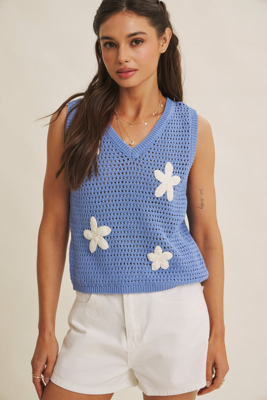 Elevate Everyday Layering Floral Applique Sweater
