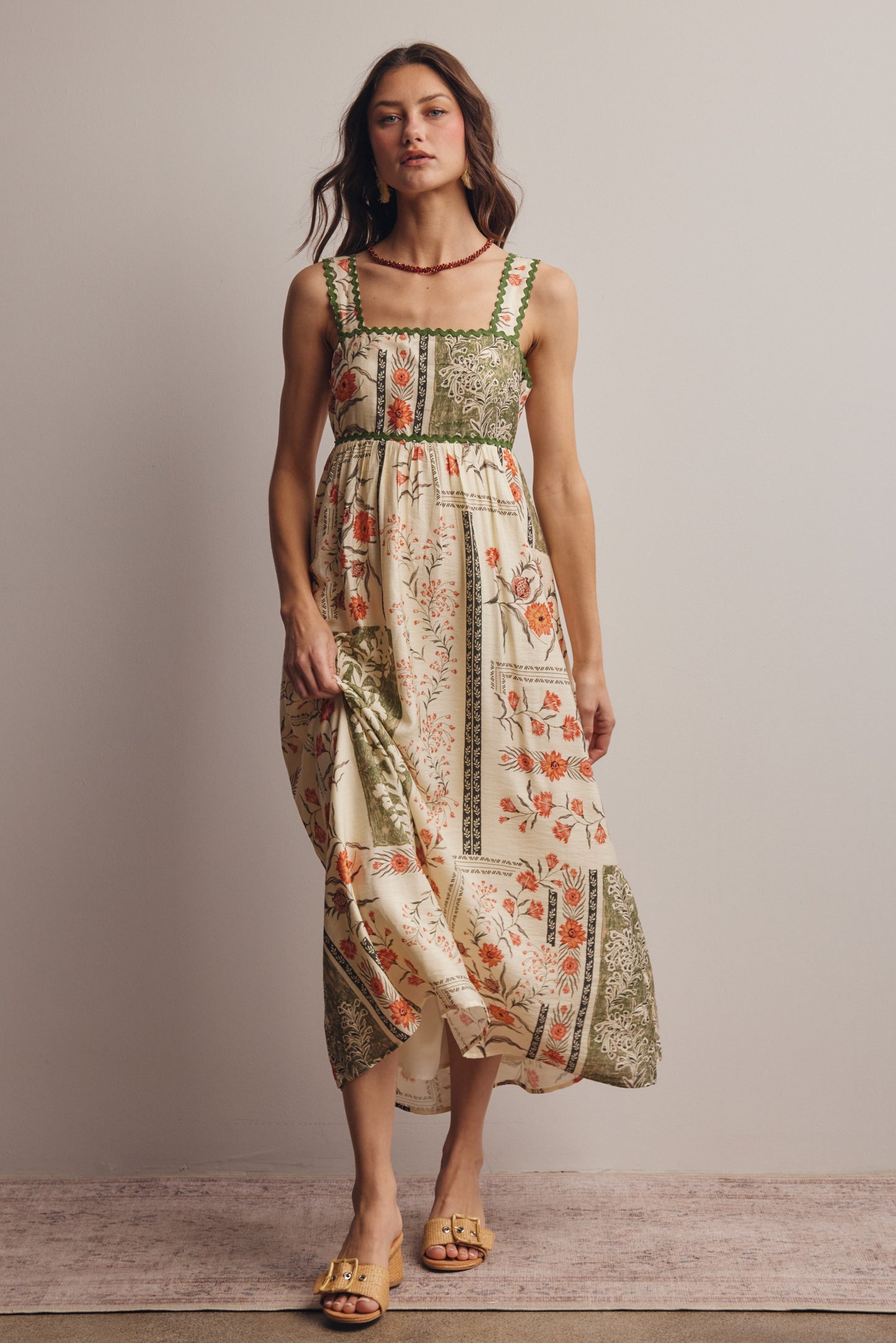 Printed Open-back Maxi Dress