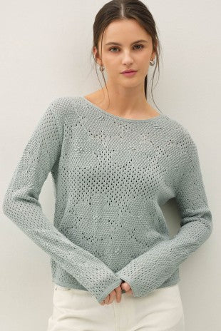 Floral Pattern Crochet Sweater Top